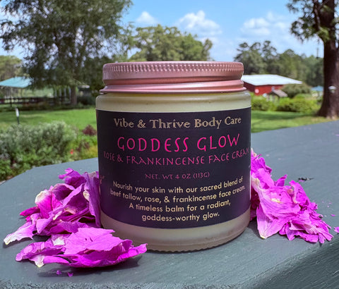 Goddess Glow Rose & Frankincense Face Cream- Skin Repair & Moisturizing