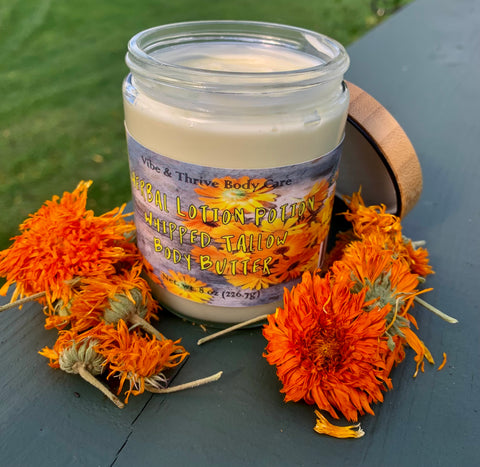 Herbal Lotion Potion Whipped Tallow Body Butter (Skin Repair For Your Face & Body)