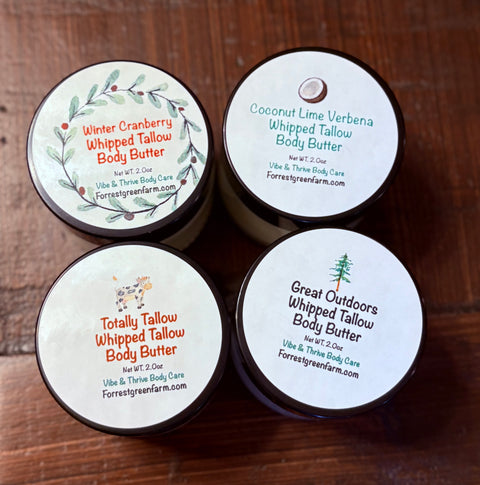 Winter Whipped Tallow Body & Face Butter Set - Grass-Fed Tallow, All-Natural Ingredients