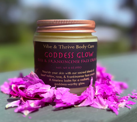 Goddess Glow Rose & Frankincense Face Cream- Skin Repair & Moisturizing